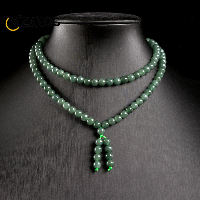 Ethnic Fashion For Ladies - 女性用天然石ネックレス,グレード,翡翠,直径6mm,緑の円,チェーン,ファッション,チャーム,ジュエリー