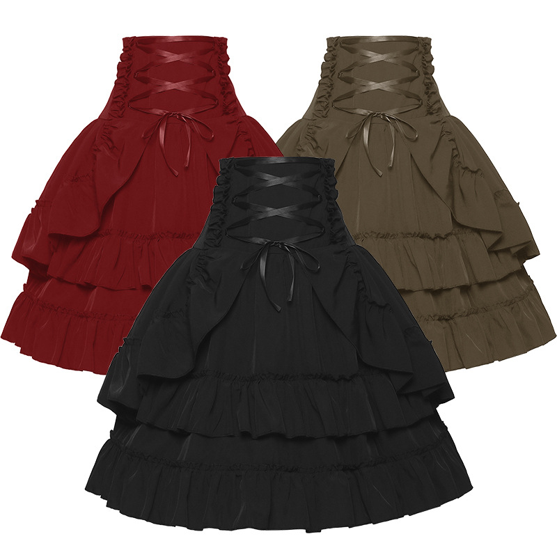 Ethnic Fashion For Ladies - ウィッシュ・ニュー・ビクトリア・エラ レディーススカート ルネサンス風 多層 ハイウエスト レトロスカート