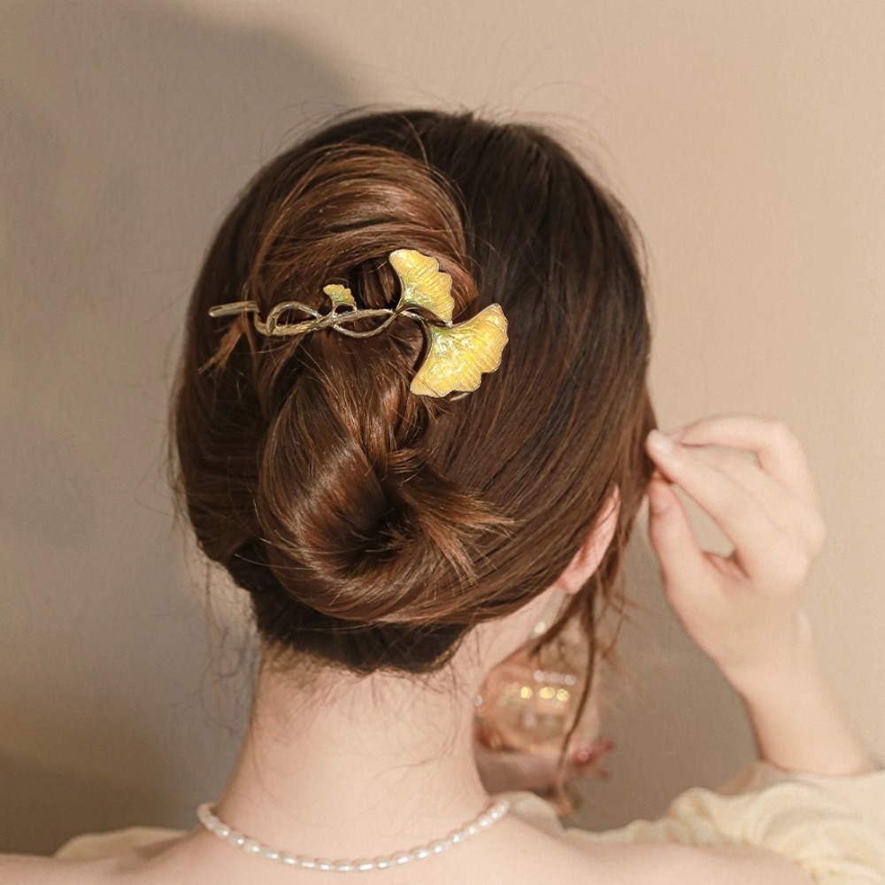 1pc ファッション繊細なイチョウの葉のヘアピンエナメル金属 - Ethnic Fashion Accessories のレビューと価格