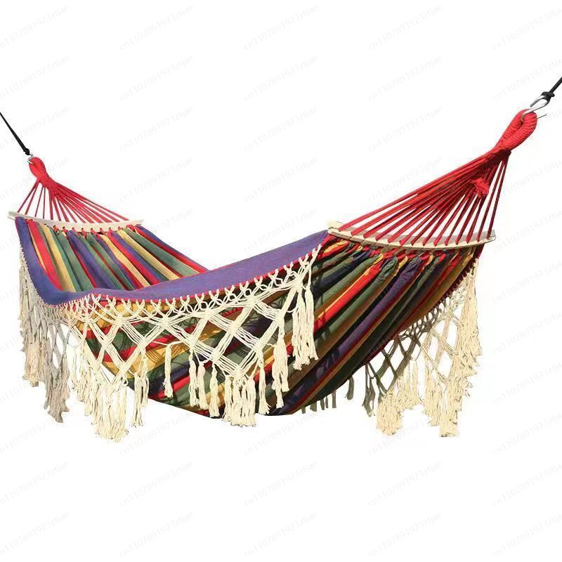 ボヘミアンスタイルタッセルハンモック屋外転倒防止キャンバス厚 - Ethnic Styling Tips のレビューと価格