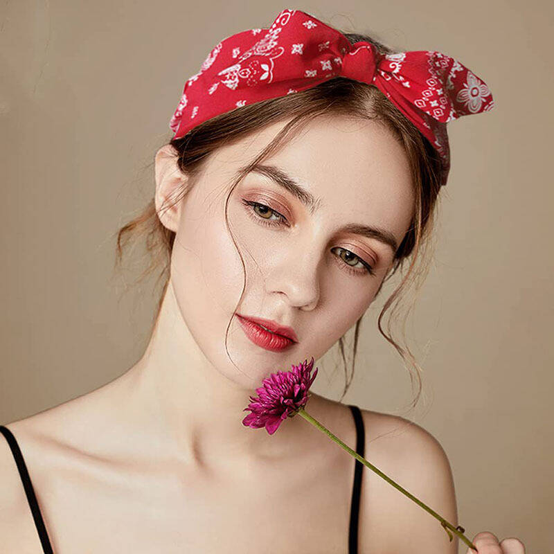 自由奔放に生きる弓プリントヘッドバンド女性のためのつば広ヘア - Ethnic Fashion Accessories のレビューと価格