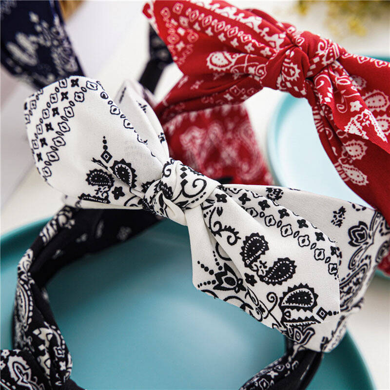 自由奔放に生きる弓プリントヘッドバンド女性のためのつば広ヘア - Ethnic Fashion Accessories のレビューと価格