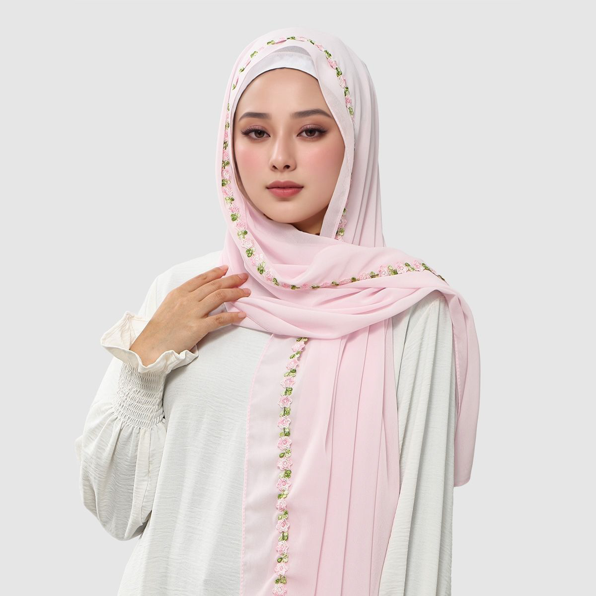 女性エスニックヒジャブソリッドシフォンスカーフロングショール - Ethnic Fashion For Ladies のレビューと価格