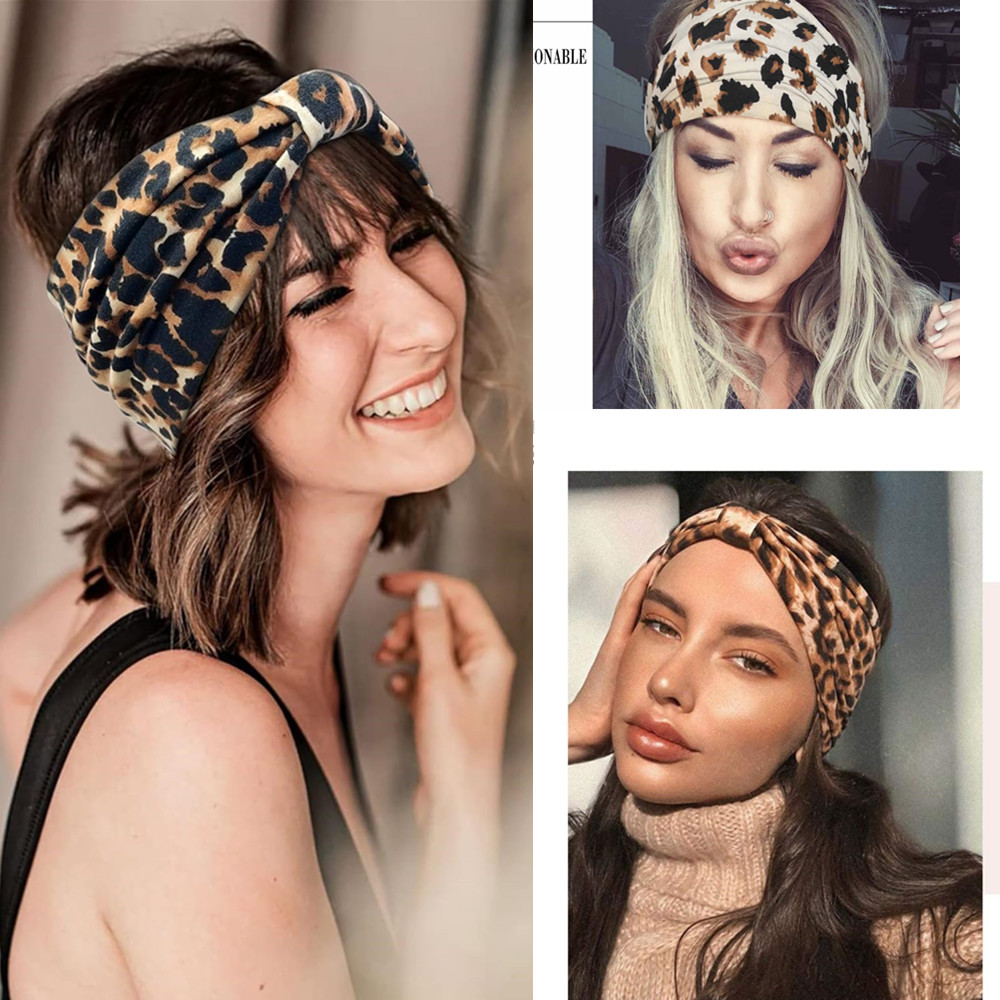 ヒョウ柄ヘッドバンド女性のためのワイド自由奔放に生きるターバ - Ethnic Fashion Accessories のレビューと価格