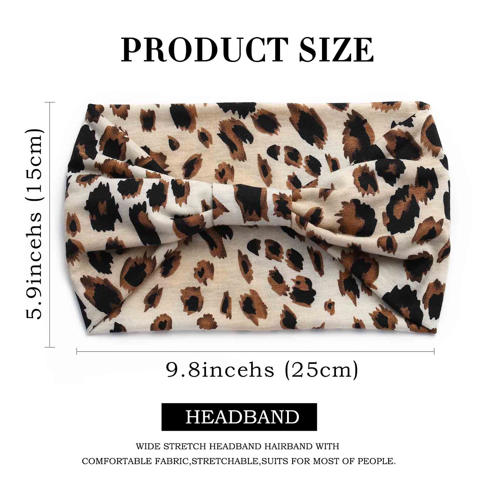 ヒョウ柄ヘッドバンド女性のためのワイド自由奔放に生きるターバ - Ethnic Fashion Accessories のレビューと価格