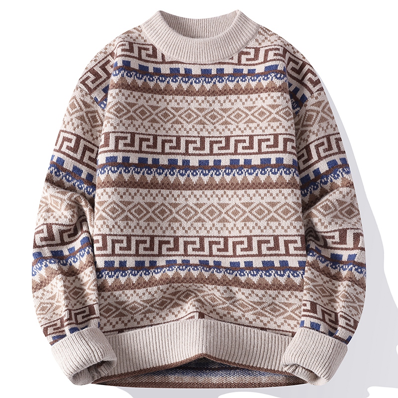 トレンディなメンズラウンドネックセーター 秋冬エスニックスタ - Ethnic Fashion For Men のレビューと価格