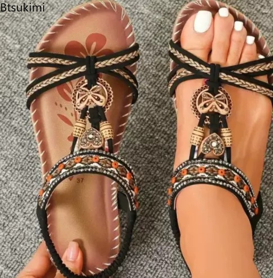 女性ボヘミアンサンダルアウトドアビーチドレスカジュアルシュー - Ethnic Fashion For Ladies のレビューと価格