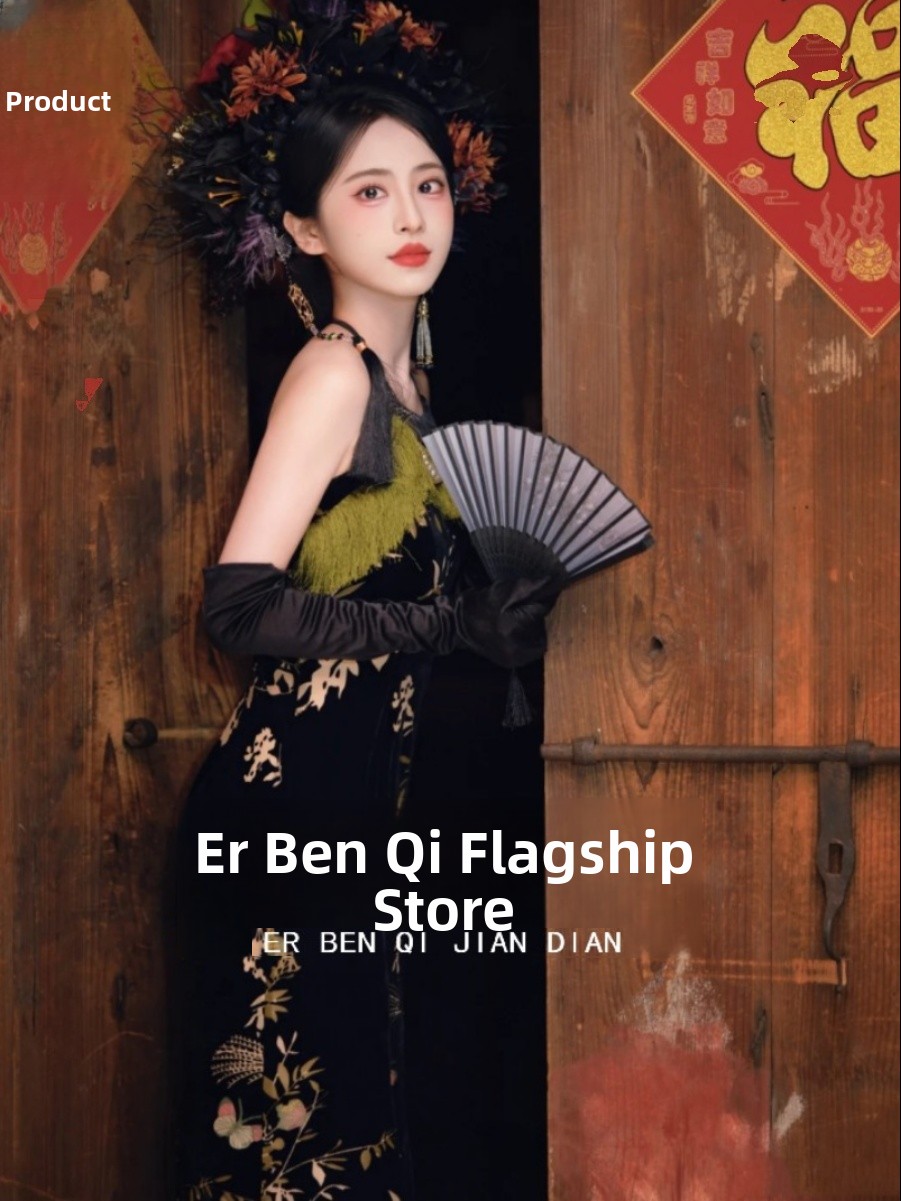 ダークスタイル 泉州雲埔 中国風ドレス 花柄ヘアピン 写真撮 - Ethnic Style Dresses のレビューと価格