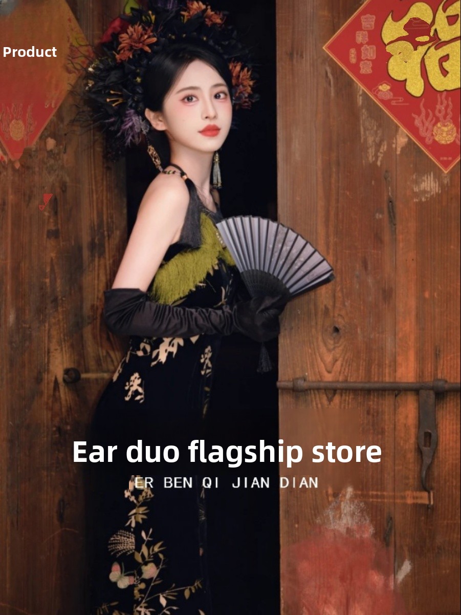 ダークスタイル 泉州雲埔 中国風ドレス 花柄ヘアピン 写真撮 - Ethnic Style Dresses のレビューと価格