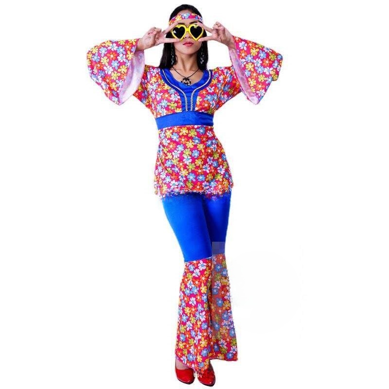 女性のビッグフラワーヒッピースーツディスココスチュームハロウ - Ethnic Fashion Clothing のレビューと価格
